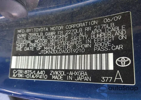 2010 Toyota Prius Iv from USA, damaged, VIN JTDKN3DU2A0019210